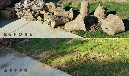 yard debris before and after